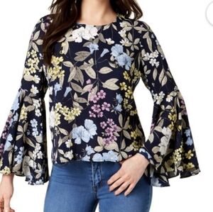 Vince Camuto Floral Bell Sleeve Top
